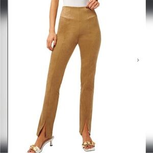 GOOD AMERICAN tan cream Suede Pant